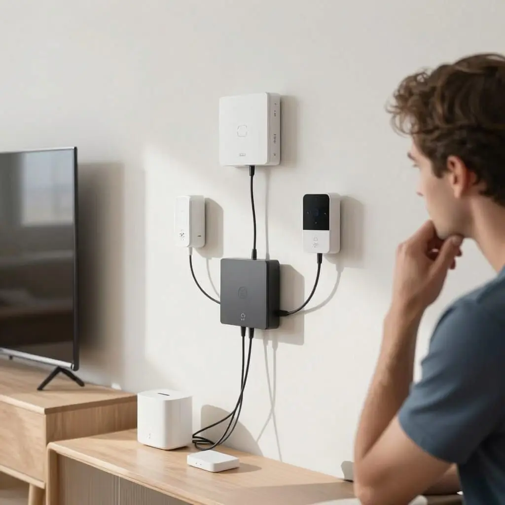 Installation domotique mal organisée avec plusieurs équipements connectés