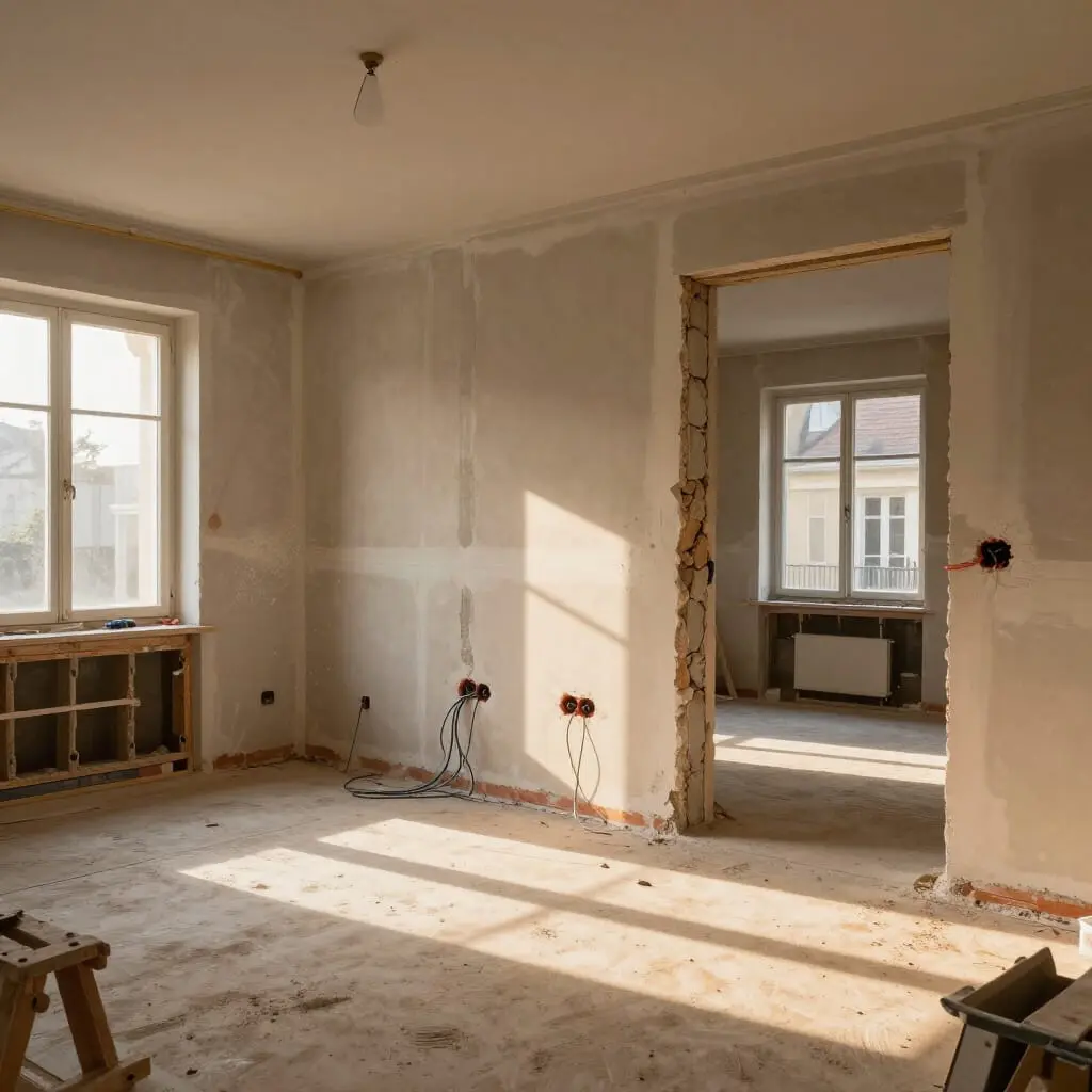 Travaux de gros œuvre et de second œuvre dans une maison à rénover