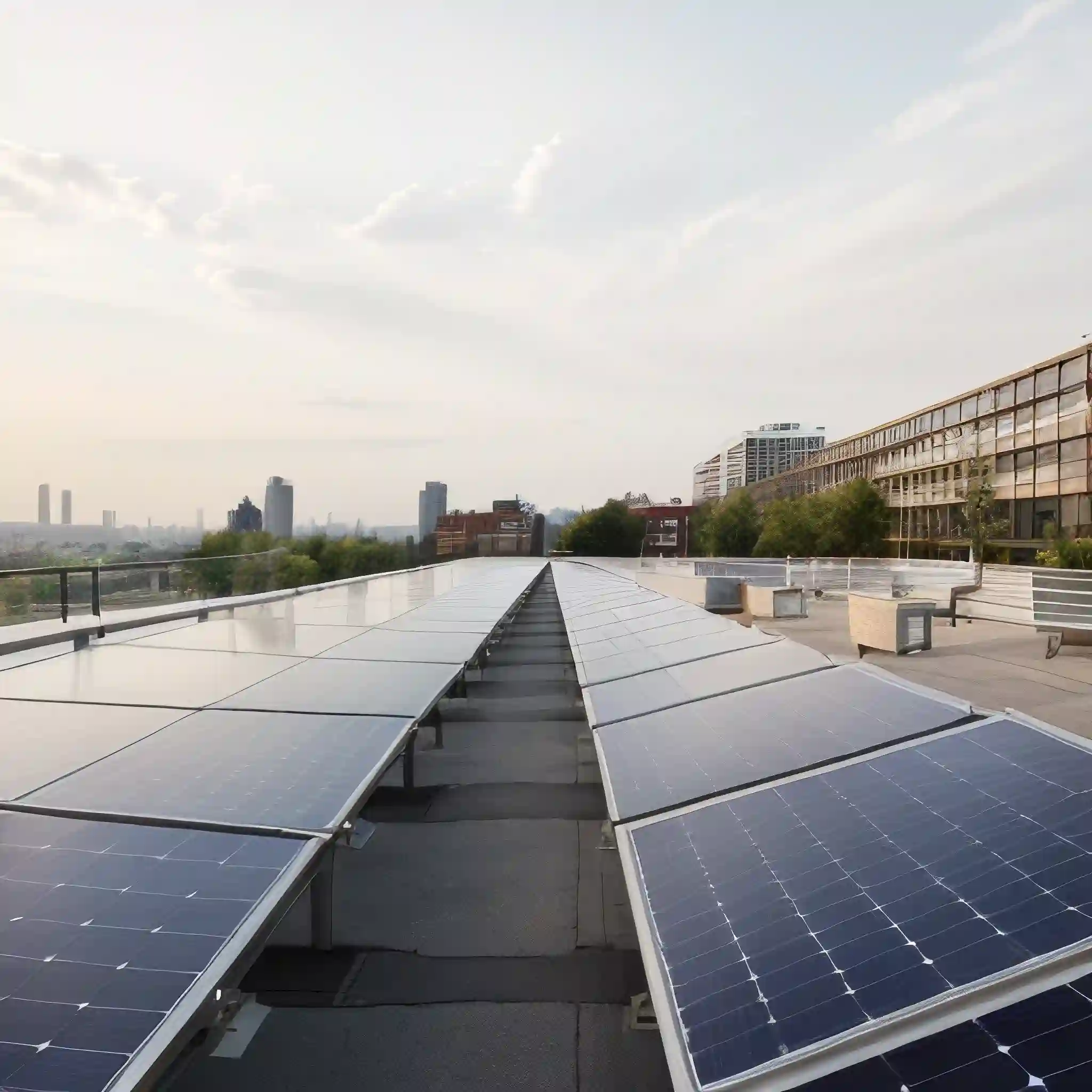 Panneaux solaires sur des toits de ville