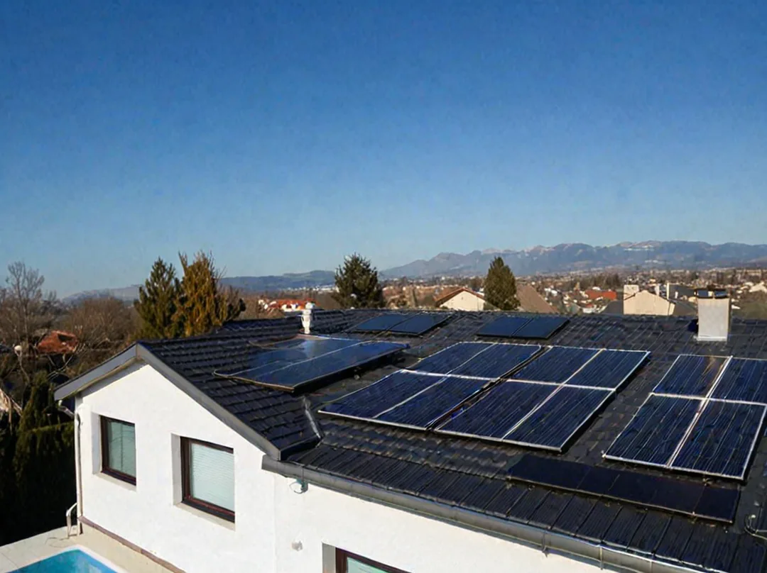 Installation de panneaux solaires photovoltaïques sur un toit de maison